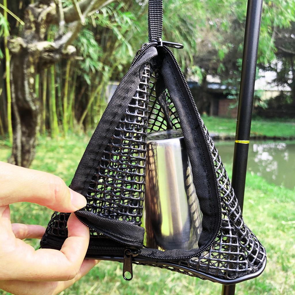 Outdoor Triangle Drying Net Camping Hanging Storage Rack Foldable PVC Organizer for Home Picnic BBQ S