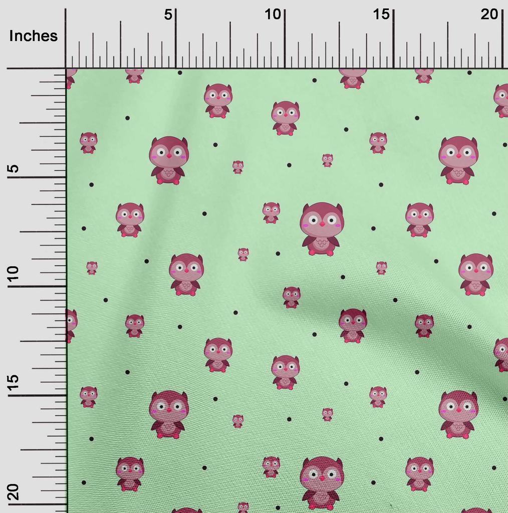 oneOone Cotton Flex Fabric Dot & Cartoon Owl Bird Print Fabric by The Yard 40 Inch