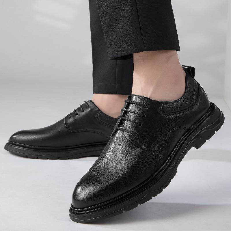 Quelle Erste Schicht Rindsleder Grün Business Casual Spitzschuh Weiche Sohle Niedriger Absatz Leicht Handgefertigt Schwarz Herren Lederschuhe