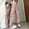 Pantaloni Larghi Oversize da Donna alla Moda Retro Vintage High Street Casual Streetwear Pantaloni Jogger Larghi Coulisse Tasca Pantalone