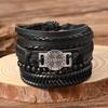 Fashion Retro Alloy Viking Bracelet Trendy Cool Men Leather Bracelet Hip Hop Style Accessories