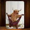 Metal Poster Highland Cow Vintage Tin Sign Wall Decor for Bathroom Home Gift