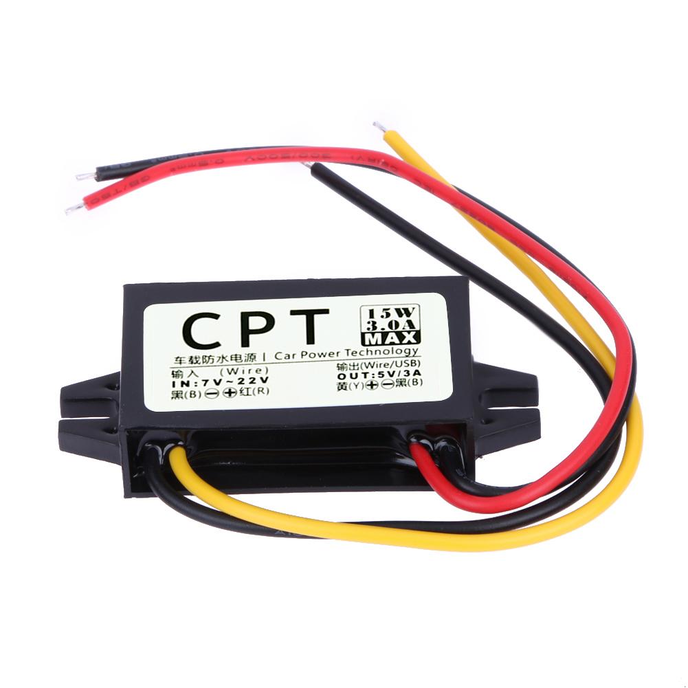 10-1PCS 12V To 5V DC To DC Converter 3A 15W Car Step Down Buck Converter Direct Current Converter for Vehicle Car Truck Volt
