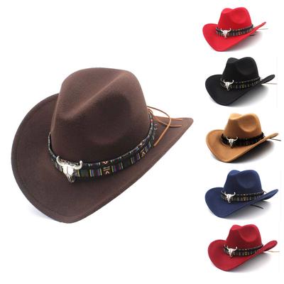 Ethnic Style Western Cowboy Hat Women's Wool Hat Jazz Hat Western Cowboy Hat