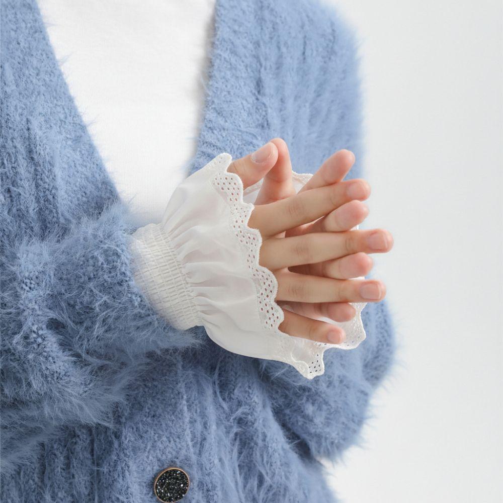 Białe Fałszywe Mankiety Odpinane Koronkowe Mankiety Nowe Mankiety do Swetra Kobiety