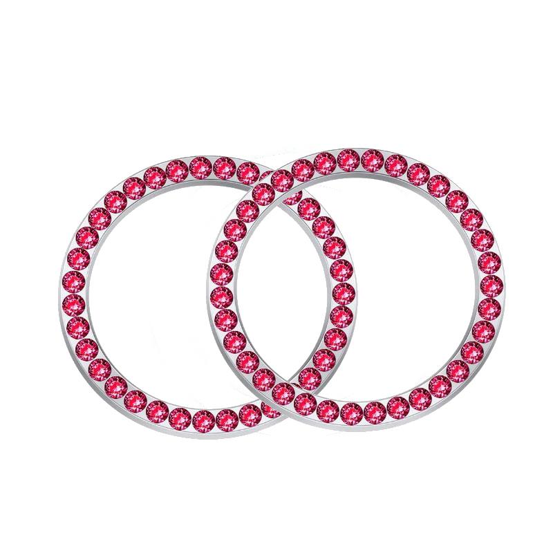 2Pcs 3DCar Key Ring Button Diamond Sticker Ignition Switch for Bling Decoration Circle Cover  Auto Motorcycle Styling Rhinestone