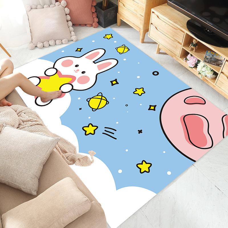 Cartoon Animal Carpet Pink Puppy Elephant Rug "My Friend" Mat Heart Star Children's Room Mat Non-Slip Home Decoration Floor Rug
