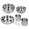 Outdoor Stainless Steel Cookware Set 5‑Piece Camping Portable Cooking Pots Tableware