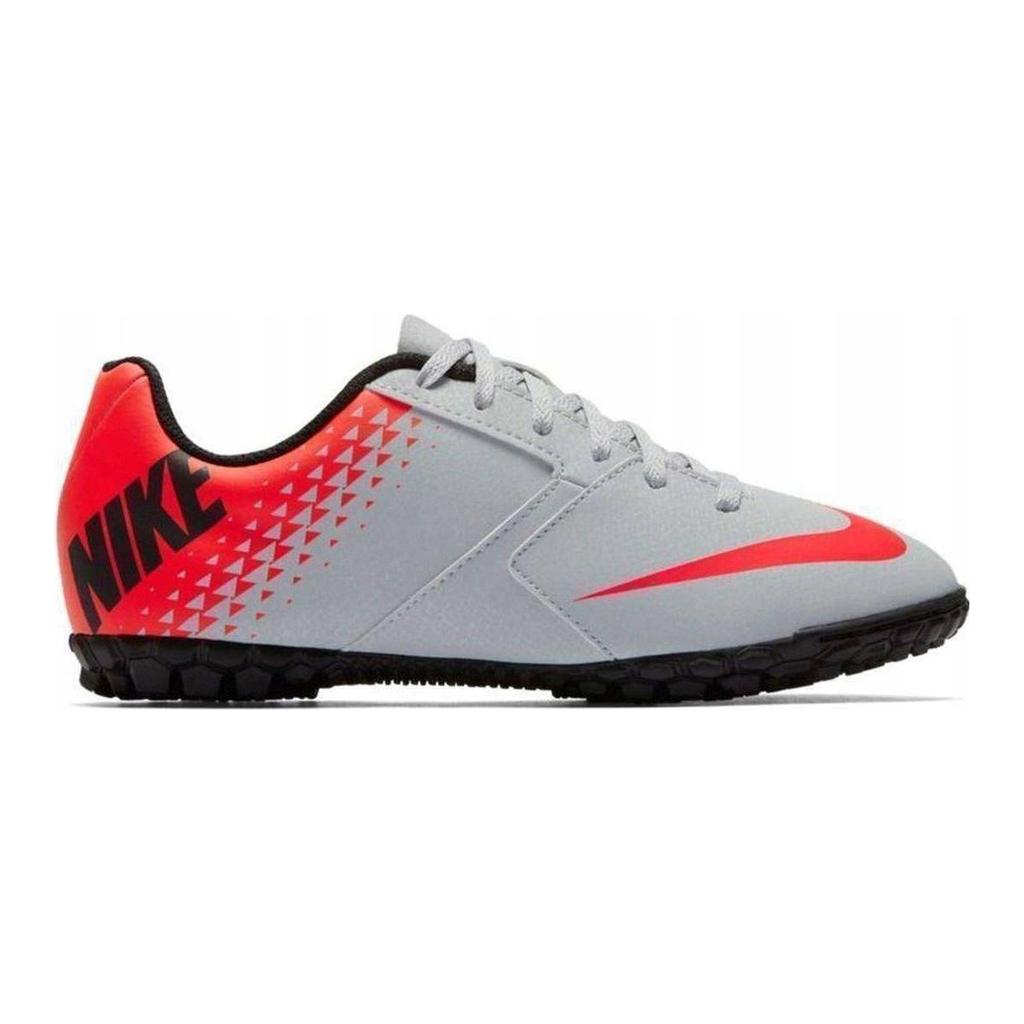 Nike Bombax Round Toe Lace-Up Non-Slip Shock Absorbing Wear-Resistant Low-Top Kids Soccer Shoes Kids Soccer Shoes Gray Red 826488-006