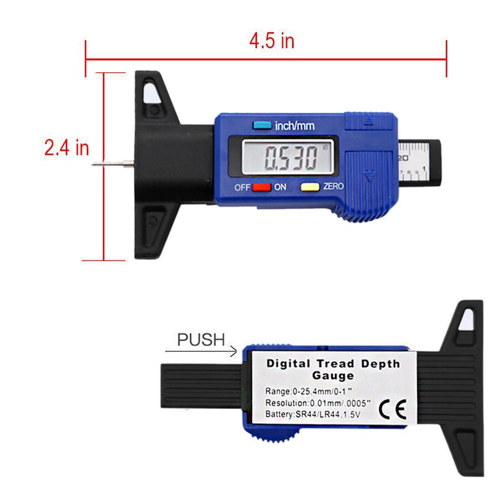 MagiDeal Digital Tire Tread Depth Gauge LCD Display Digital Depth Gauge Tyre Tire Tread Brake Pad Shoe Wear 0-25mm