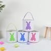 1pc Easter Bunny Ear Cute Rabbit Bucket Basket Canvas Rabbit Gift Bags With Plush Tail Easter Tote Bags For Easter Day