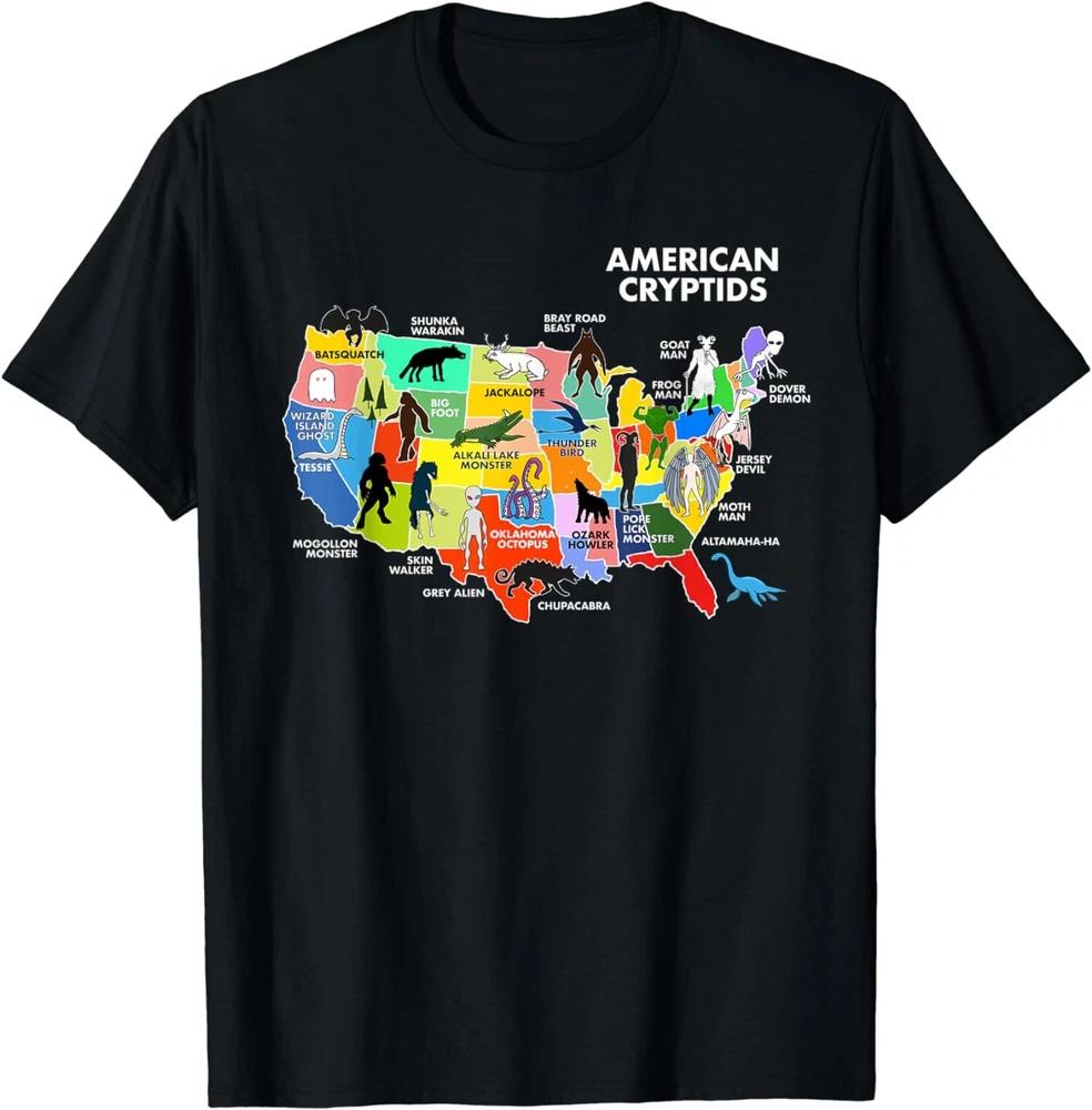 New Cryptids Map Of The Usa Design Gift Tee TShirt S4xl S