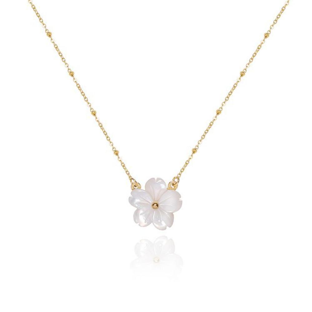 Stainless Steel Simple White Resin Flower Charm Bracelet Necklace for Women Girls Cute Flower Jewelry Sets Accessories Gifts