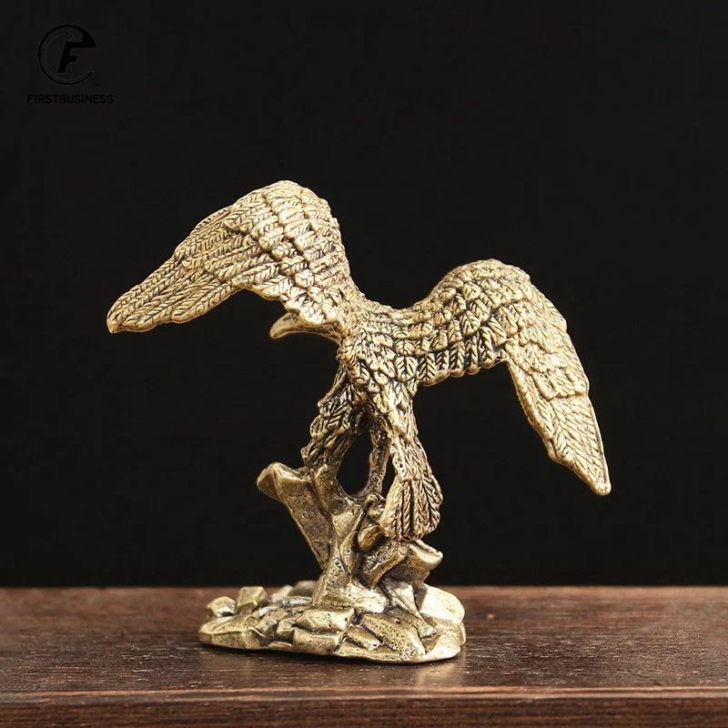 Solid Brass Eagle Figurines Miniatures Small Animal Desktop Ornaments Home Feng Shui Decorations Crafts Accessories Collections