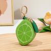 Cute Fruit Shape Mini Pu Leather Keychain Pouch, Lemon Banana Zipper Coin Earbud Storage Handbag Charm For Women Girls