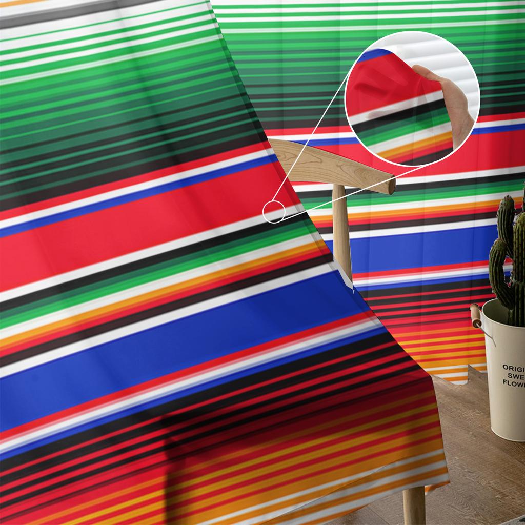 Colorful Mexican Stripes Sheer Curtains for Living Room Decoration Window Curtains for Kitchen Tulle Voile Organza Curtains
