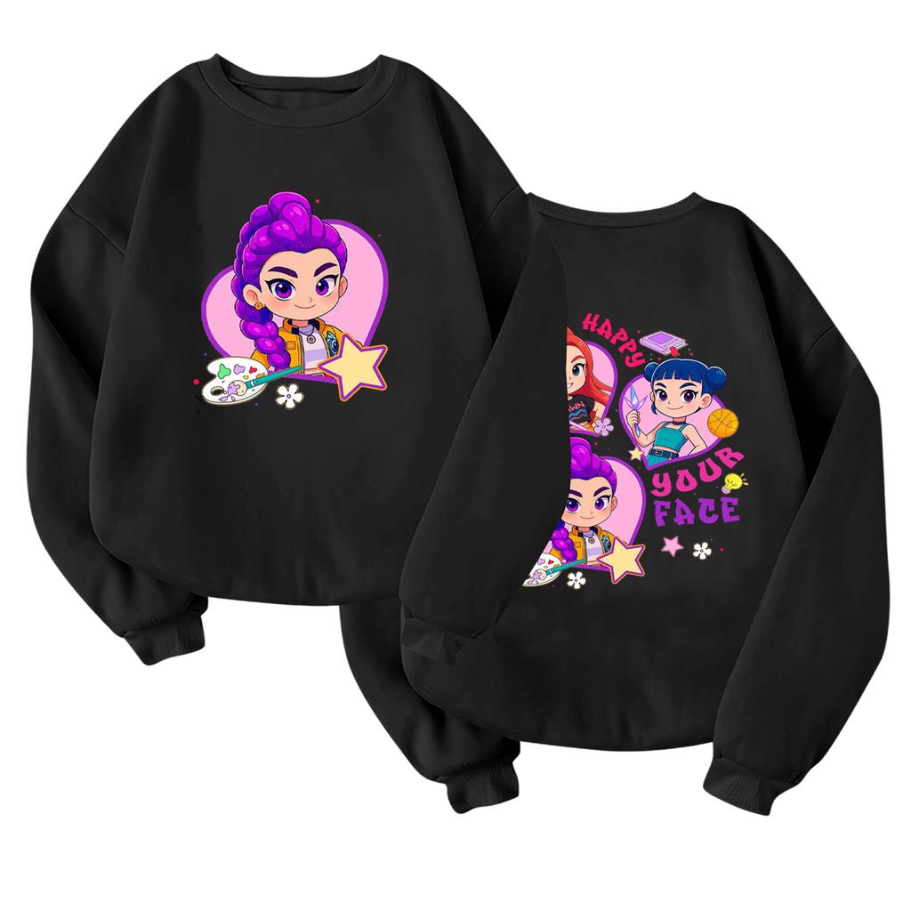 Children's Fashionable Lightweight Long-sleeved Round Neck Pullover With Pockets Printed Pullover