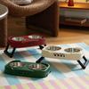 Plastic/Stainless Steel Double Cat Bowl Non-Slip Cat Feeding Bowl  for Puppy Kitten