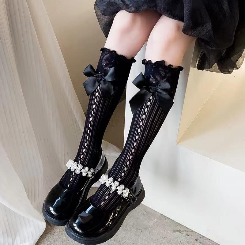 Kave Black Japanese Style Lolita Knee High Socks Women Stockings Sexy Lace Bow Long Socks Thigh High Stockings Sweet Girls