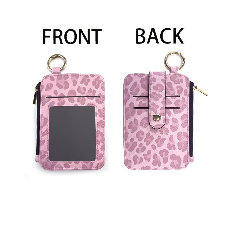 Women'S Leopard Print Slim Wallet with Multi-Card Slots, Key Ring Zipper Closure, Card Holder For Compact Everyday Carry for Women
