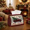 1pc Rustic Farmhouse Winter Tissue Box - Vintage Truck Pine Tree Napkin Storage Box, Suitable for Rolls/facial Tissues/single Sheets,available for Chr