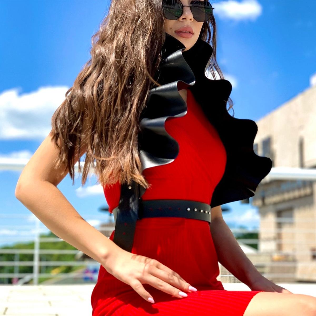 

Женский модный пояс из искусственной кожи, повседневное украшение, лепестковой формы, портупея, одежда, готический пояс-портупея, аксессуар в стиле харадзюку