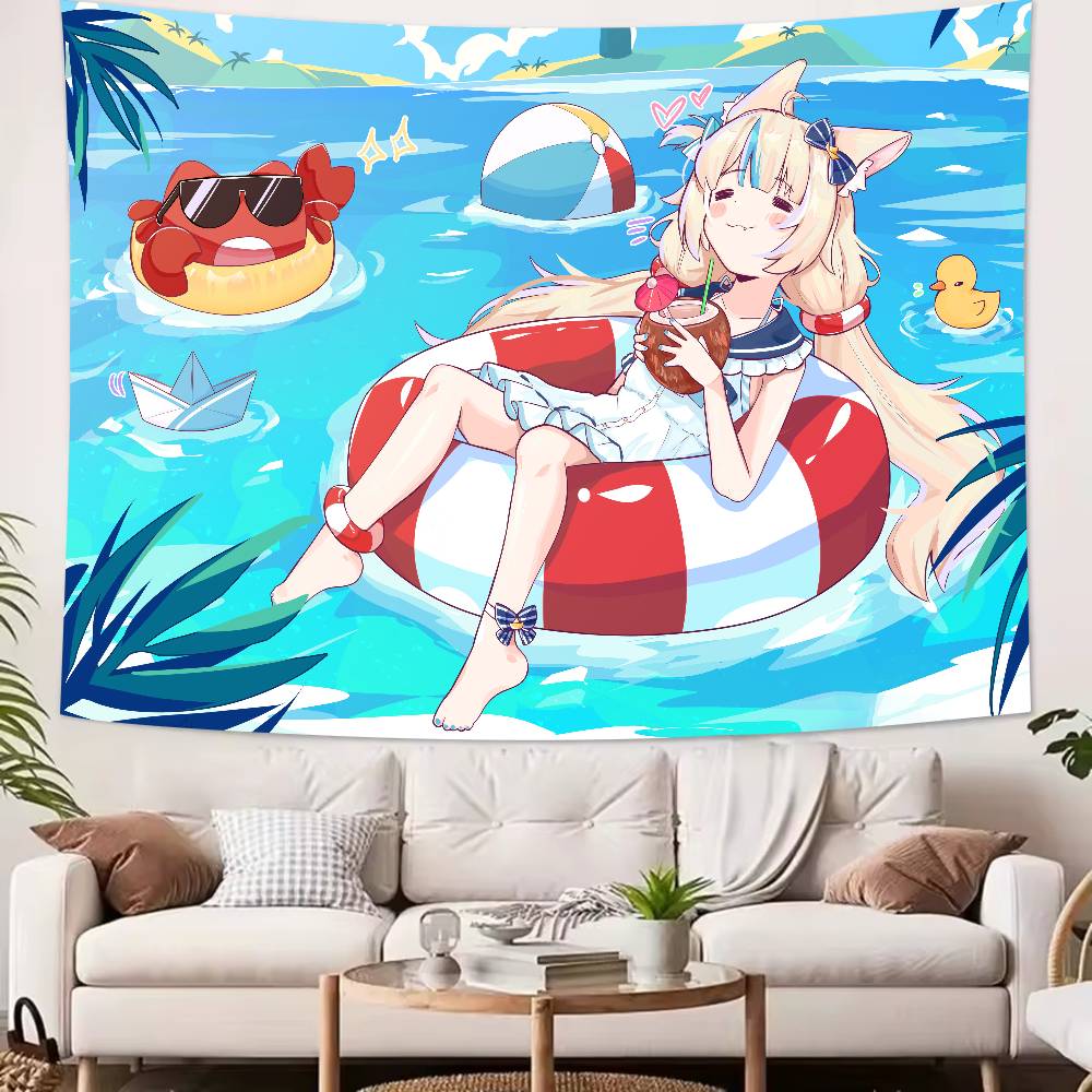 Virtual Artists Kawaii Hot Sameko Saba Tapestry Popular Room Decoration Wall Tapestry Art Room Home Decor Wall Art Decor