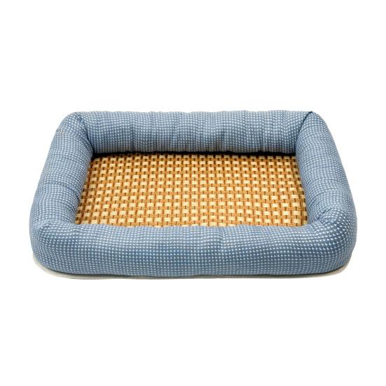 Summer Pet Cooling Bed Woven Cooling Mat Cat Bed Breathable Cooling Dog Bed with Raised Edges Anti-Slip Bottom for Small Dogs Cats M королевский синий