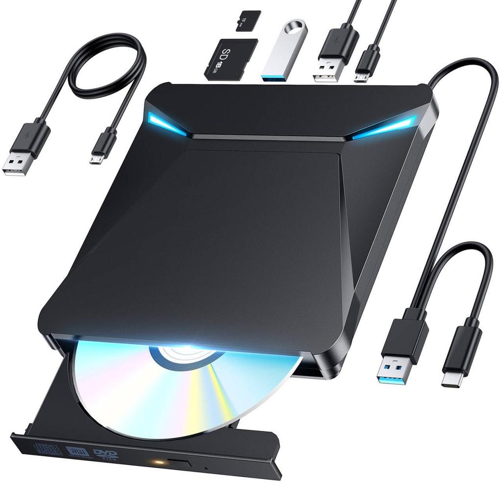 Externes DVD-Laufwerk innovativ in Externes DVD-Laufwerk Optisches CD-Laufwerk Externe USB-Doppelverbindung DVD-Player Dünn und leicht PC Windows 11 Mac