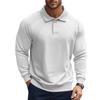 Men's Spring and Autumn Lapel Solid Color Casual Base American Retro Heavy Shoulder Long Sleeve Polo POLO Shirt Men's