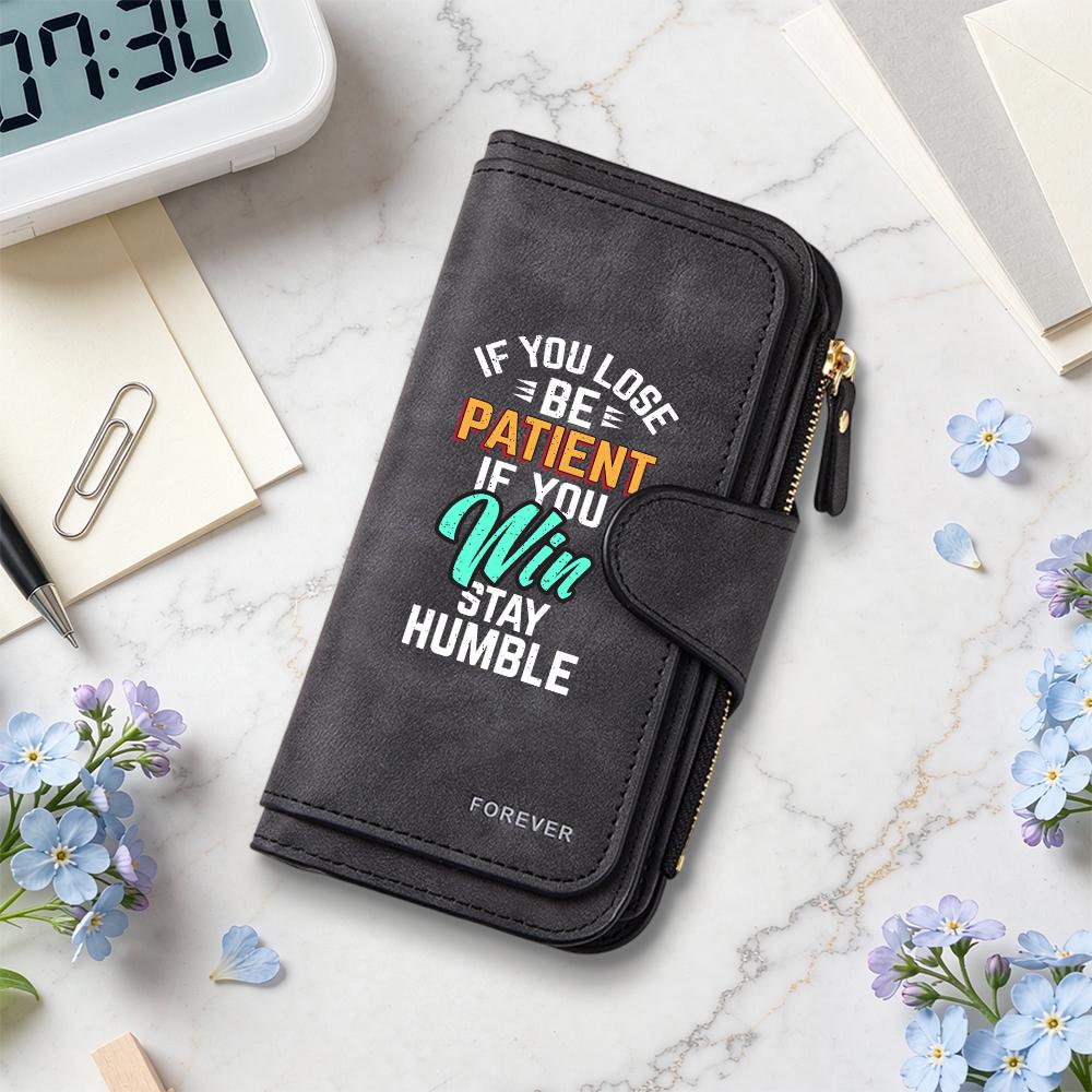 Inspirational Quote Leather Wallet for Daily Use Portable Stylish Long Purse Card Holder