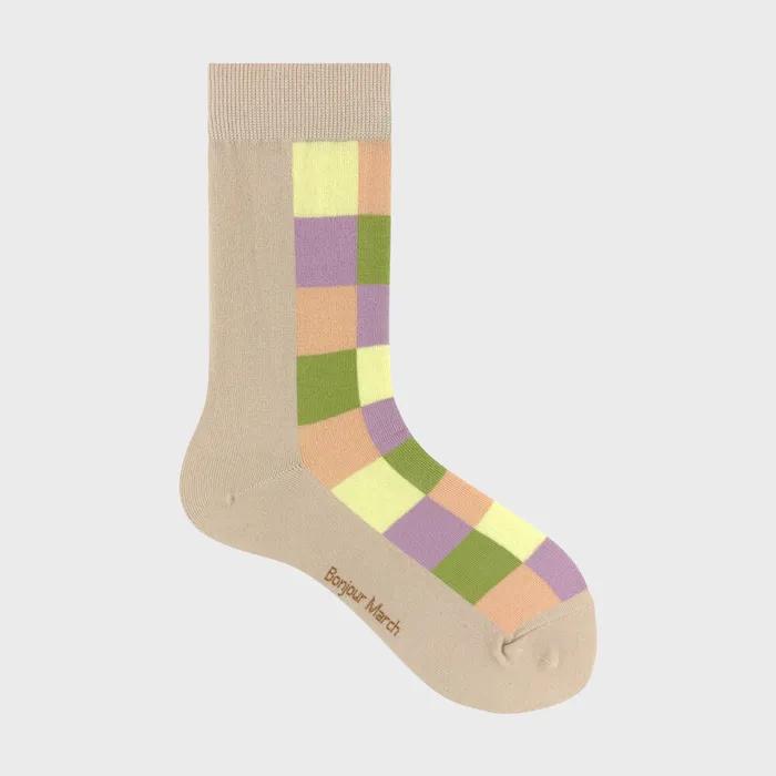 Square socks_begie