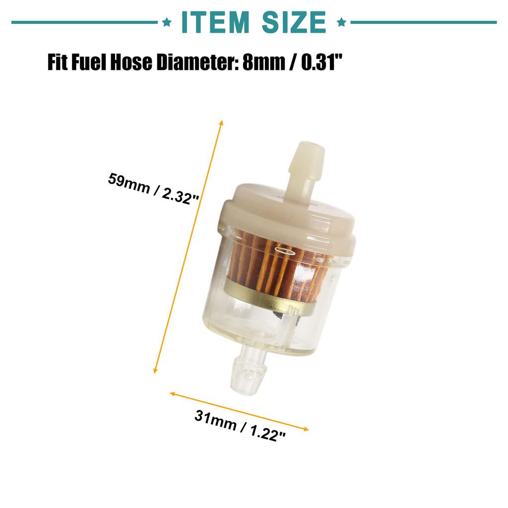 ACROPIX Magnetic Motorcycle Gasoline Inline Diesel Fuel Filter 8mm Diameter Hose Universal Clear 2pcs