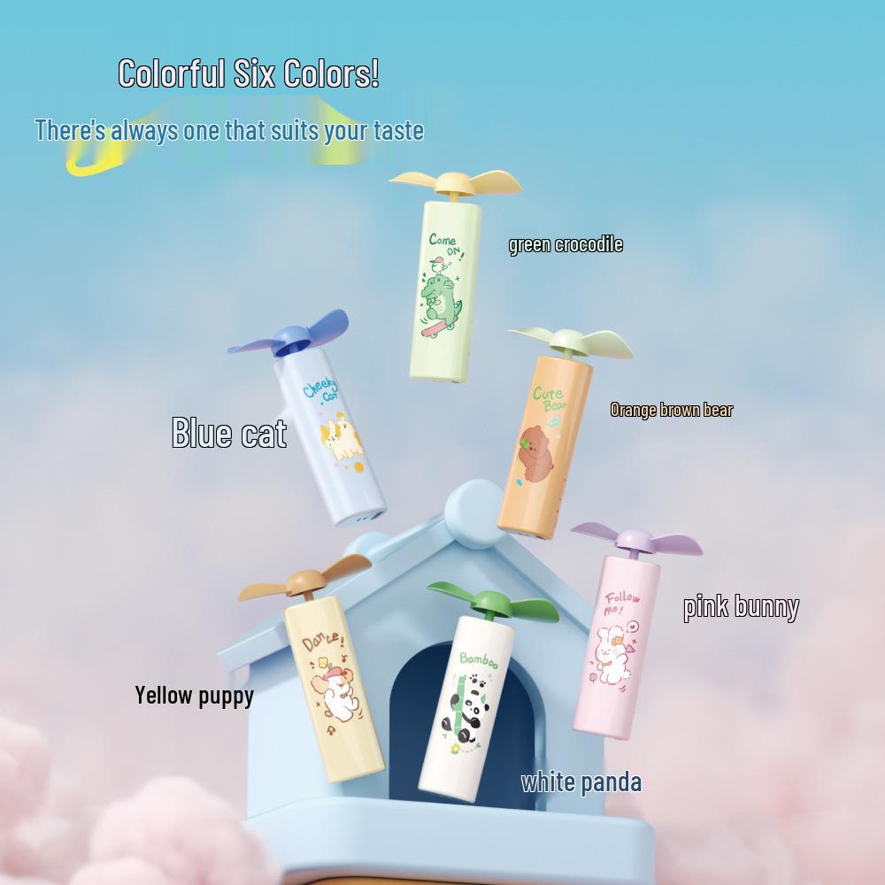 

Cute Cartoon USB Rechargeable Mini Handheld Fan for Kids Gift Box + USB Charging Cable