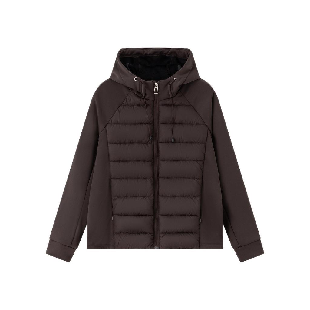 Light and thin ribs cotton clothes women's slim and versatile hooded short splicing cotton-padded clothes women's new coats age reduction