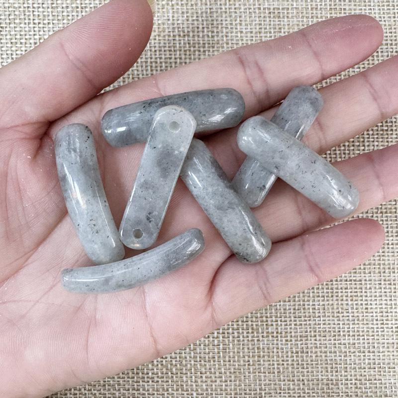 Natural Amethyst & Rose Quartz Bent Tube Connector for DIY Bracelets
