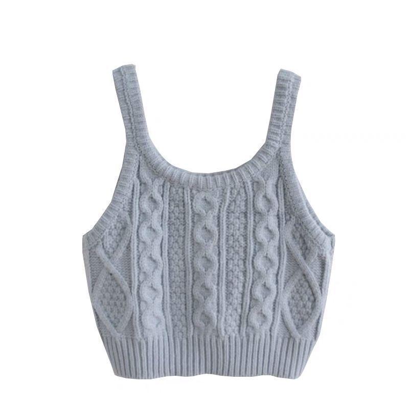 2024 Autumn Japanese Cable Knit Vest & Sleeveless Shirt Set - Slimming, Layered Ins Style