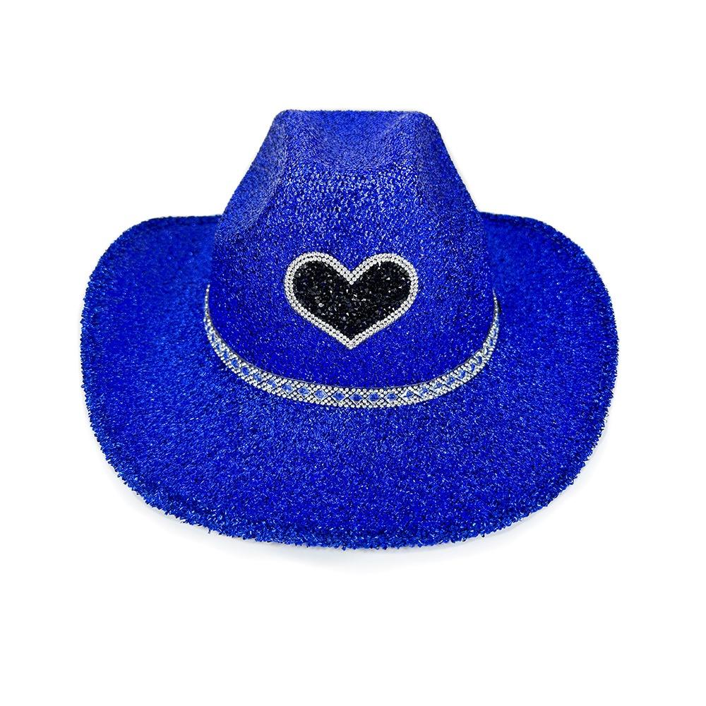 Women's Cowgirl Hat Stylish Rhinestone Design Sun Hat Wide Brim Western Cap for Party& Daily Life