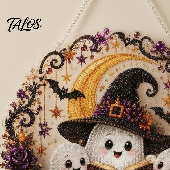 DIY Diamond Art Ornaments Halloween Ghost/Owl Hanging Ornament Kit, Gem Projects Painting Suncatcher, Pendant Window Decor Creative Crafting Supplies