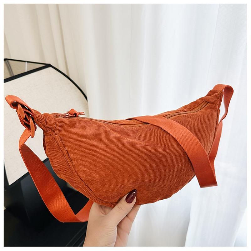 Japanese Single Dumpling Bag Corduroy Autumn and Winter New Women's Shoulder Bag Men's Satchel Underarm Bag Lightweight