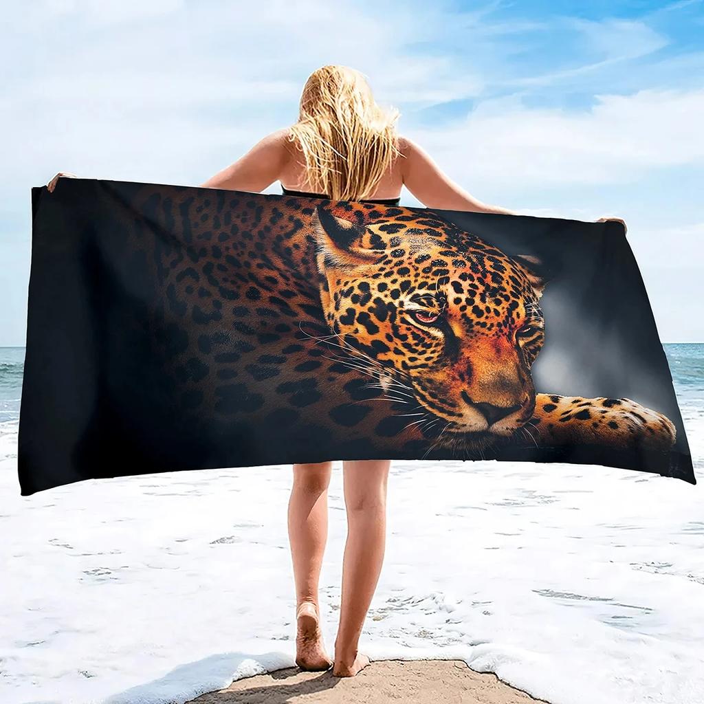 Cool Cheetah Beach Towel Wild Animal Print Bath Towel for Spa Travel Yoga Sport Camp Hiking Microfiber Quick Dry Swimming Cover