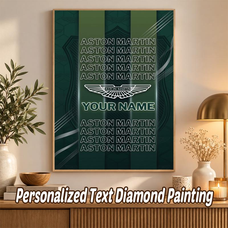 Aston Martin Custom Name Text 5D Diamond Painting Kit DIY Full Drill Diamond Art Decoration