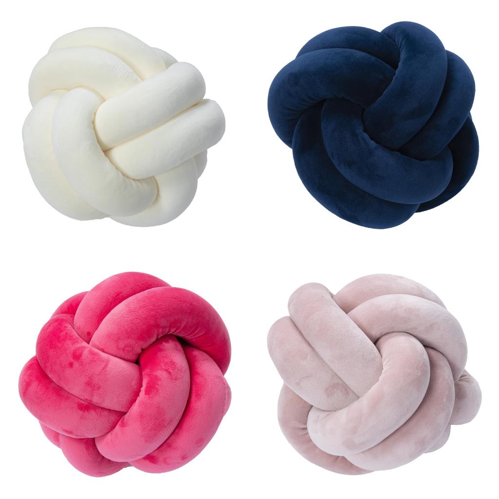 Nordic Style Plush Cushion With Knotted Spun Polyester Cover For Home Decor