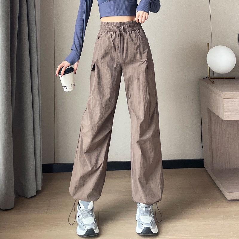 2024 Damen Schnelltrocknendes Freizeit-Sportbekleidungsset: Morgenlauf- & Yoga-Top mit lockeren Cargohosen