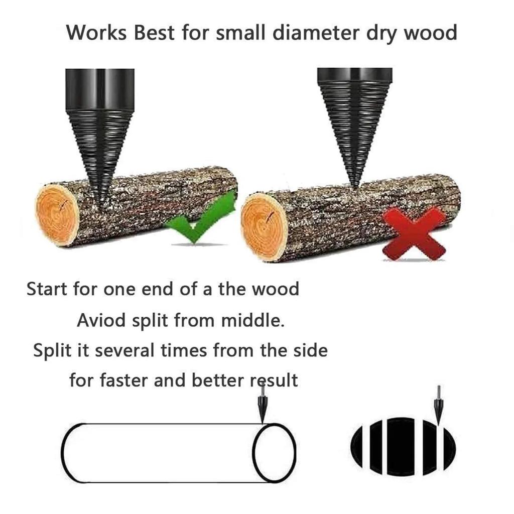 Wood Splitter Drill Bit Cone Splitter 85mm with Deep Spiral and Three Handles for Enhanced Wood Splitting Efficiency