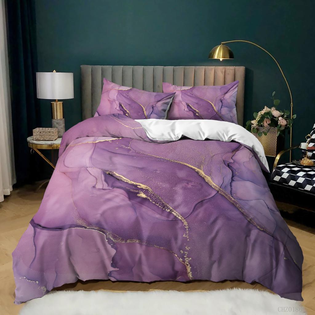 Gradual Change Color Marble Texture Pattern Duvet Set Digital Printing Three-Piece Set Bedding