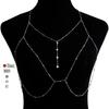 Delicate Back Chain Body Jewelry for Women Pearl Accent Bridal Body Chain Water Drop Pendant with Fine Rhinestone Waist Chain Adjustable Length