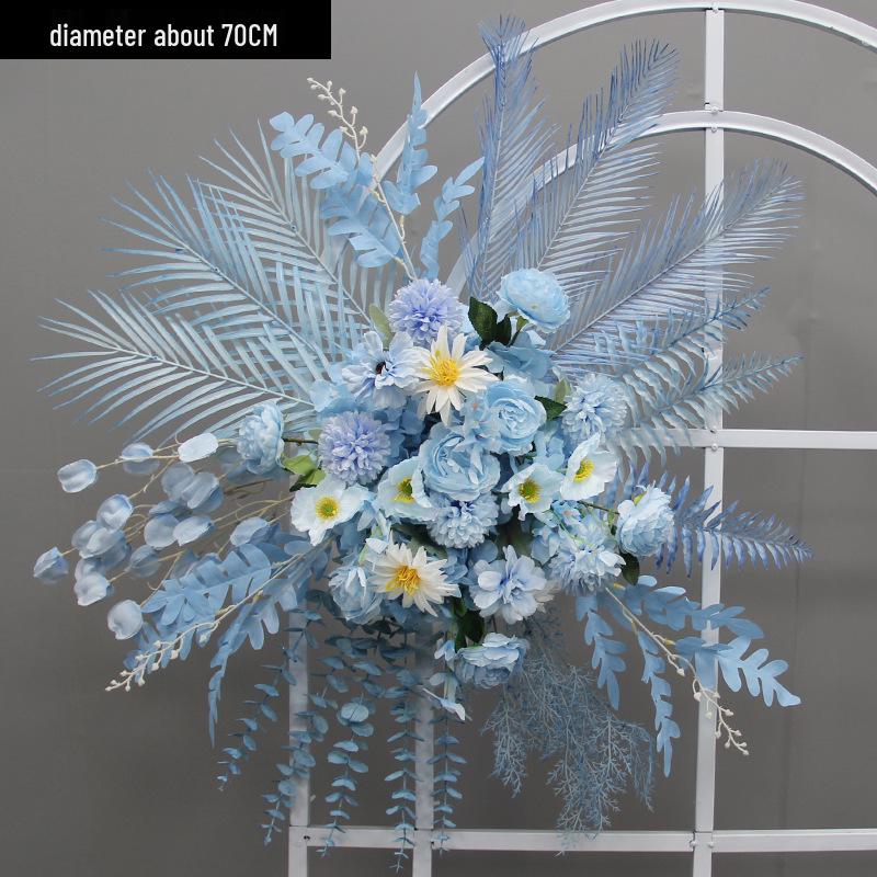 Blue Artificial Flower Row for Wedding Aisles and T-stage Decorations