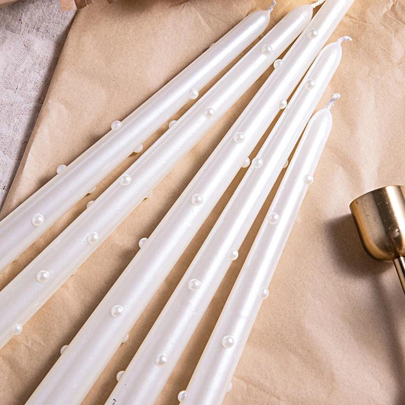 2PC DIY Pearl Pearlescent Candles Smokeless Candles Party Decoration Pearlescent Color Elegant 18/25/30cm