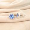 Natural Tanzanite Gemstone 925 Fine Silver Jewelry Handmade Stud Earrings 0.53" EE-147-7